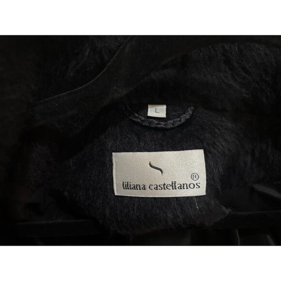 Liliana Castellano black shawl womens large classy suri alpaca merino wool - Picture 9 of 9